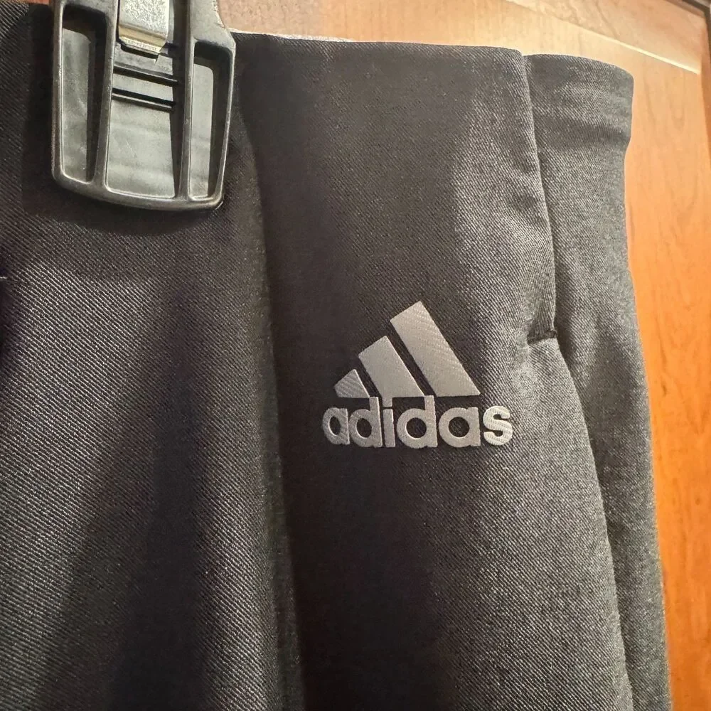 Adidas Men's Golf Performance Pants Black 3 Stripe Athletic Flat Front 38x34